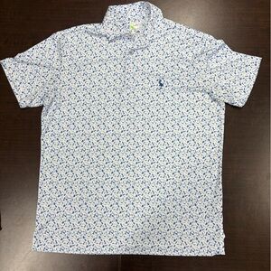 Tailor Byrd Blue & White Performance Polo Shirt | SPF 30 | Size Small
